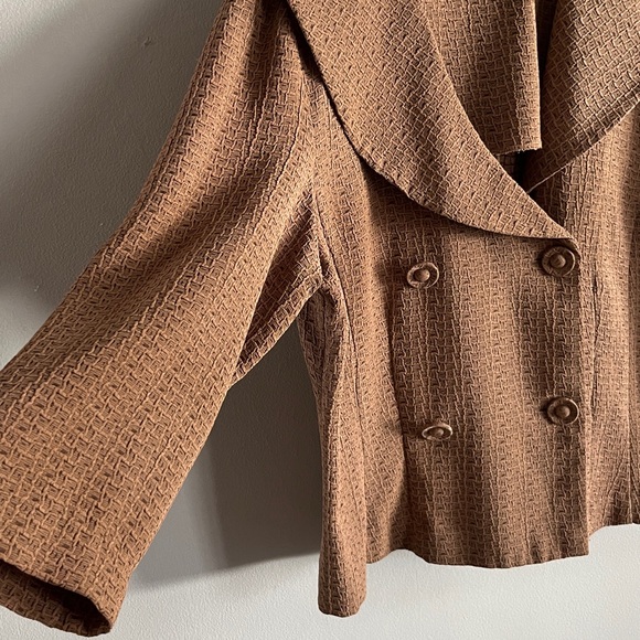 Vintage Miss Dorby Textured Peplum Blazer Brown 90s L XL - Picture 3 of 8